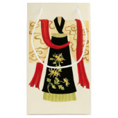 Traditioneller japanischer Kimono mit Blumendruck Kleine Geschenktüte (Rückseite)