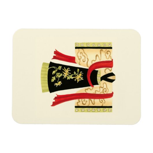 Traditioneller japanischer Kimono mit Blumendruck Magnet (Horizontal)