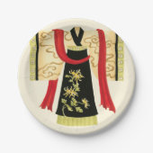 Traditioneller japanischer Kimono mit Blumendruck Pappteller (Vorderseite)