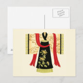 Traditioneller japanischer Kimono mit Blumendruck Postkarte (Vorne/Hinten)