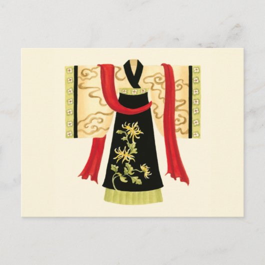 Traditioneller japanischer Kimono mit Blumendruck Postkarte (Vorderseite)