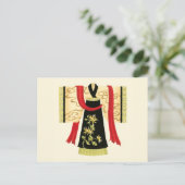 Traditioneller japanischer Kimono mit Blumendruck Postkarte (Stehend Vorderseite)