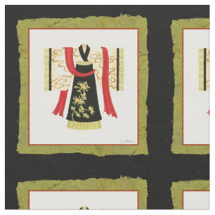 Traditioneller japanischer Kimono mit Blumendruck Stoff