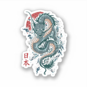 Traditioneller japanischer Kunstdrache Japanischer Aufkleber