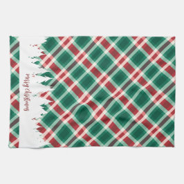 Traditioneller Karierter Weihnachtsbaum in Rot und Geschirrtuch