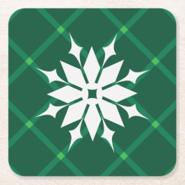 Traditioneller karierter Winterschneeflocke Rechteckiger Pappuntersetzer