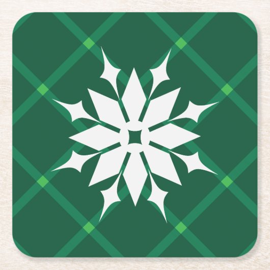 Traditioneller karierter Winterschneeflocke Rechteckiger Pappuntersetzer (Vorderseite)