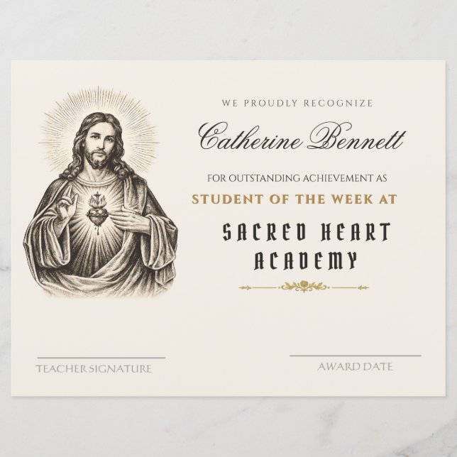 Traditioneller Katholischer Herz-Jesu-Schülerpreis (Vorderseite)