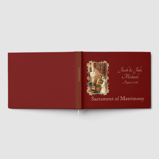 Traditioneller Katholischer Hochzeitgoldmaroon Gästebuch (Voll)