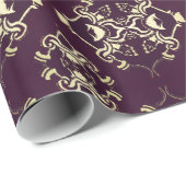 Traditioneller königlicher lila Goldbrokat Geschenkpapier (Rolleneckpunkt)