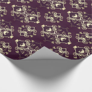 Traditioneller königlicher violetter Goldbrokat Geschenkpapier