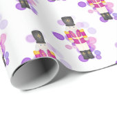 Traditioneller Lila und rosafarbener Weihnachtscre Geschenkpapier (Rolleneckpunkt)