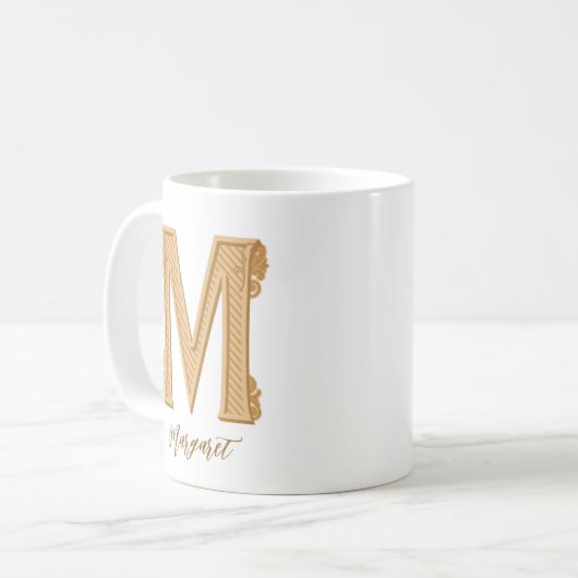 Traditioneller M Anfangsname Coffee Tasse (Vorderseite Links)