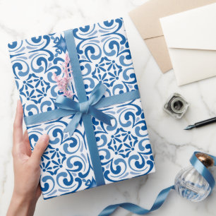 Traditioneller Mittelmeer Portugiesischer Azulejo Geschenkpapier