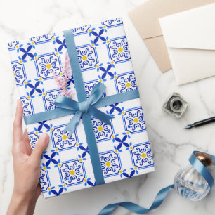 Traditioneller Mittelmeer Portugiesischer Azulejo Geschenkpapier