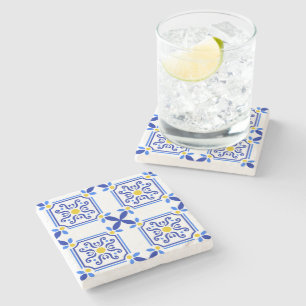 Traditioneller Mittelmeer Portugiesischer Azulejo Steinuntersetzer
