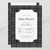 Traditioneller Monochrome Schwarz-Weiß-Tartan Kari Einladung (Vorne/Hinten)