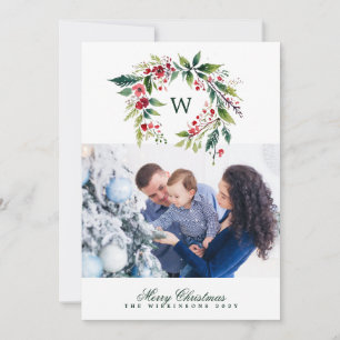 traditioneller Monogramm-Kranz ein Foto Weihnachte Feiertagskarte