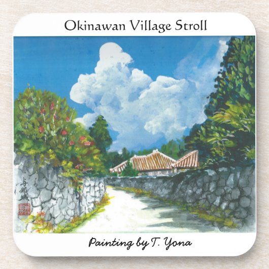Traditioneller Okinawan Dorf-Malerei-Untersetzer Untersetzer (Vorderseite)