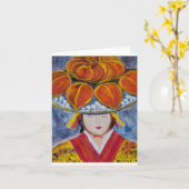 Traditioneller Okinawan-Tänzer 3 Karte (Gelbe Blume)