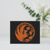 Traditioneller Orange Phoenix-Kreis Postkarte (Stehend Vorderseite)