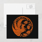 Traditioneller Orange Phoenix-Kreis Postkarte (Vorne/Hinten)