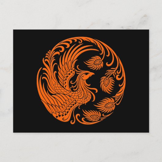 Traditioneller Orange Phoenix-Kreis Postkarte (Vorderseite)