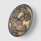 Traditioneller Orientalischer Drache - 日 本 - 鳴 龍 Runde Wanduhr (Winkel)