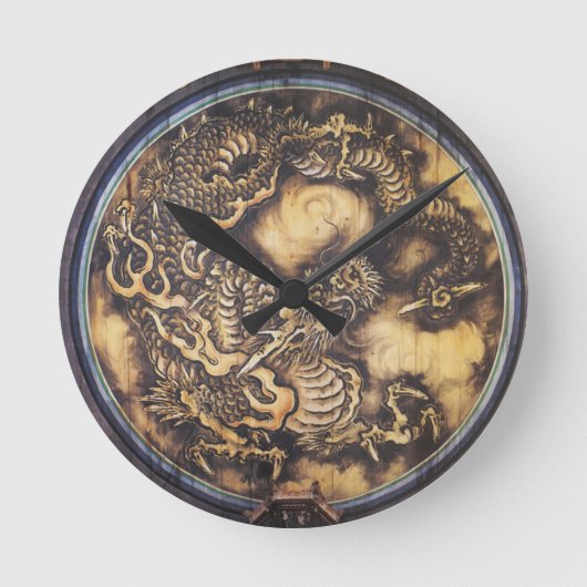 Traditioneller Orientalischer Drache - 日 本 - 鳴 龍 Runde Wanduhr (Vorderseite)