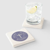 Traditioneller Patch der Saint Alice School Steinuntersetzer (Seitenansicht)