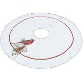 Traditioneller Roter Kardinal, frohe Weihnachten Polyester Weihnachtsbaumdecke (Schrägansicht)