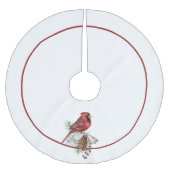 Traditioneller Roter Kardinal, frohe Weihnachten Polyester Weihnachtsbaumdecke (Vorderseite)