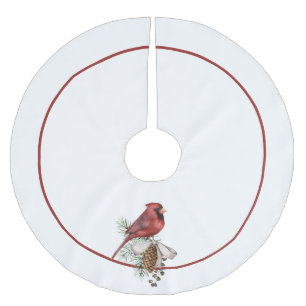 Traditioneller Roter Kardinal, Frohe Weihnachten Polyester Weihnachtsbaumdecke
