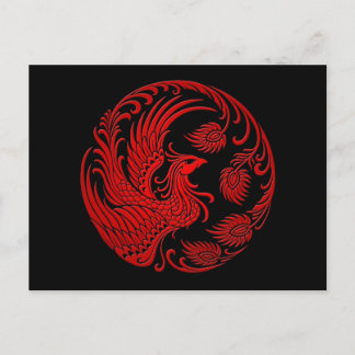 Traditioneller roter Phönix-Kreis Postkarte