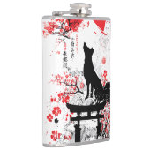 Traditioneller roter schwarzer japanischer Kitsune Flachmann (Rechts)