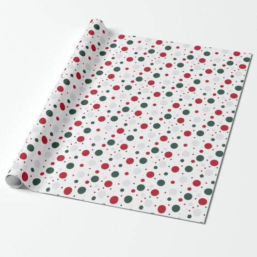 Traditioneller roter und grüner Polka-Dot Geschenkpapier (Ungerollt)