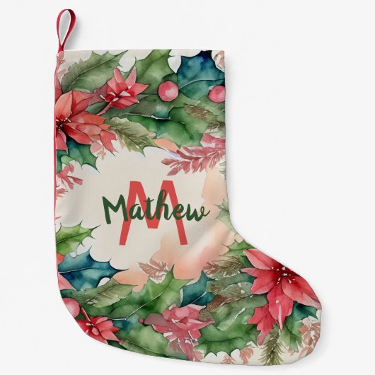 Traditioneller Roter und Grüner Weihnachtskranz Kleiner Weihnachtsstrumpf (Vorderseite)