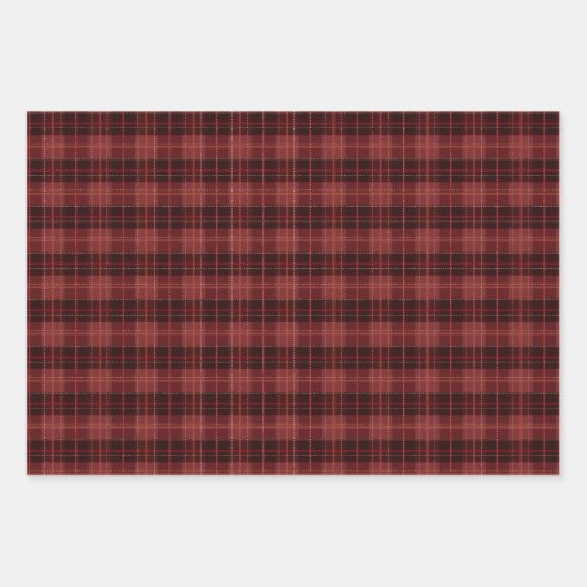 Traditioneller Rotwein - kariertes Tartan-Muster Geschenkpapier Set (Vorderseite 2)