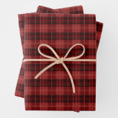 Traditioneller Rotwein - kariertes Tartan-Muster Geschenkpapier Set (Beispiel)