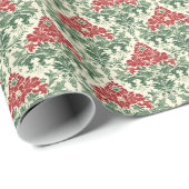 Traditioneller Rotwein und grüner WeihnachtsDamast Geschenkpapier (Rolleneckpunkt)