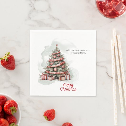 Traditioneller Rotweiße Wasserfarbe Weihnachtsbaum Serviette (Beispiel)