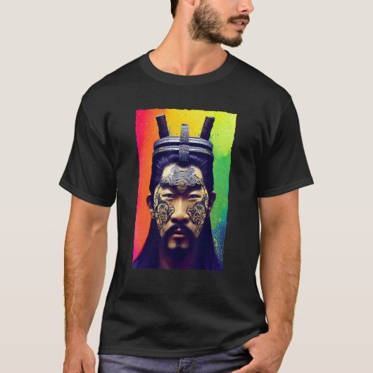Traditioneller Samurai Warrior mit moderner Drehun T-Shirt (Vorderseite)