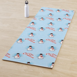 Traditioneller Schneemann mit frohen Weihnachten a Yogamatte