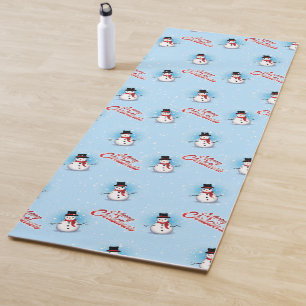 Traditioneller Schneemann mit frohen Weihnachten a Yogamatte