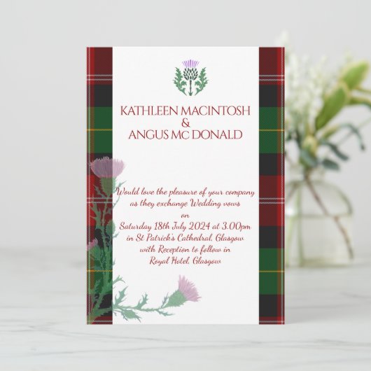 Traditioneller schottischer Tartan Border and This Einladung (Stehend Vorderseite)