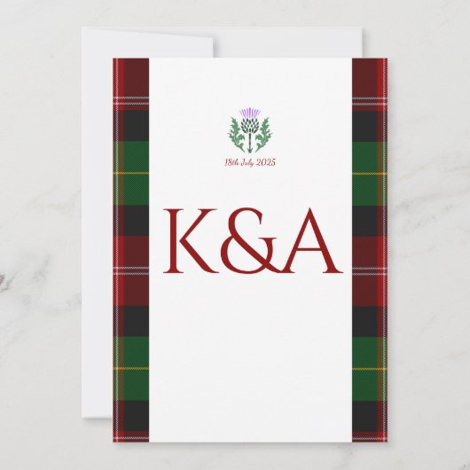 Traditioneller schottischer Tartan Border and This Einladung (Rückseite)