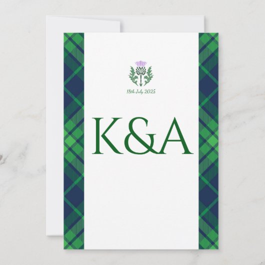 Traditioneller schottischer Tartan Border and This Einladung (Rückseite)