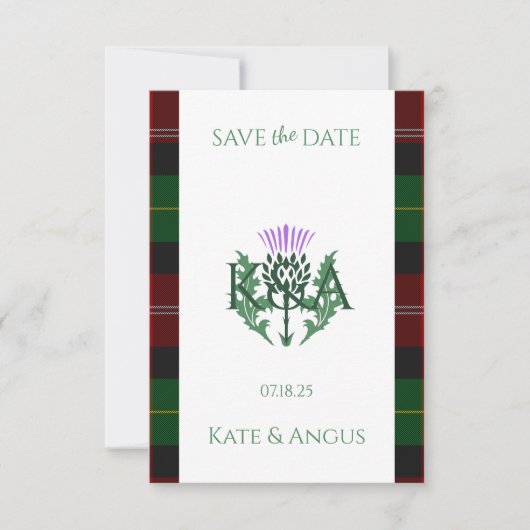 Traditioneller schottischer Tartan Border and This Save The Date (Vorderseite)