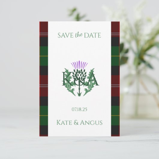 Traditioneller schottischer Tartan Border and This Save The Date (Stehend Vorderseite)