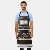 Traditioneller Schwarz/Taupe Shabbos Moderner Weiz Schürze (Getragen)